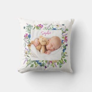 Wildflower Border Photo Cushion