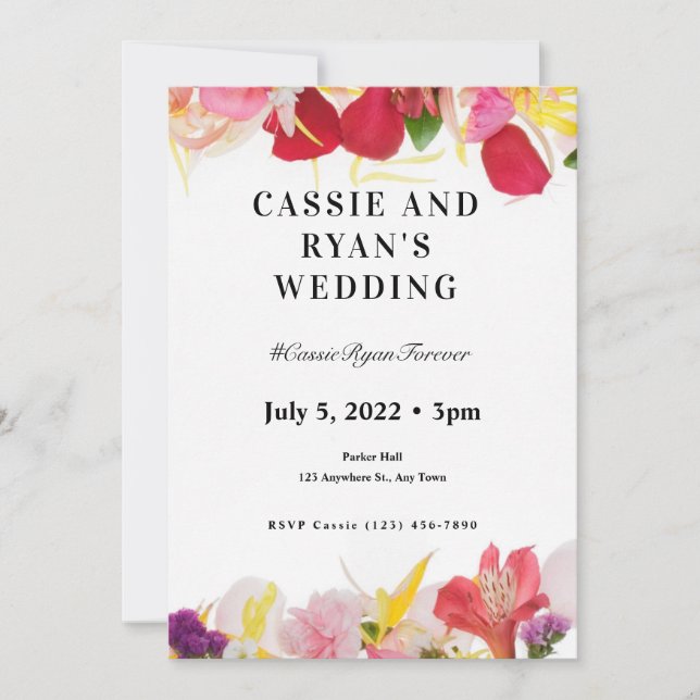 Wildflower Bordered Wedding Invitation (Front)