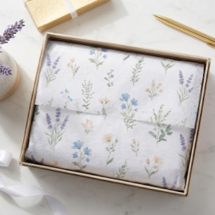 Wildflower Botanical Blue Lavender Floral Boho Tissue Paper