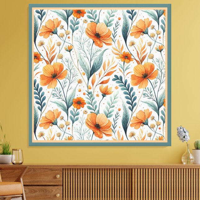 Wildflower Botanical Boho Canvas Print (Insitu(LivingRoom))