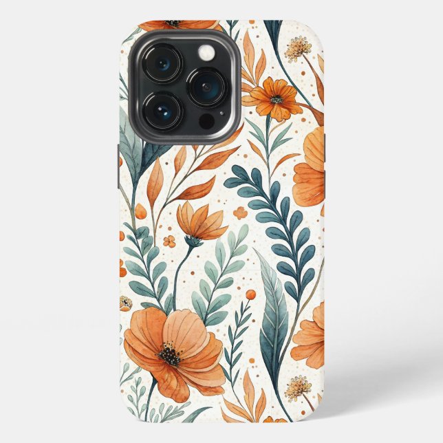 Wildflower Botanical Boho Floral Watercolor iPhone Case (Back)