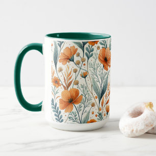 Wildflower Botanical Boho Floral Watercolor Mug