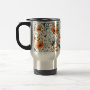 Wildflower Botanical Boho Floral Watercolor Travel Mug