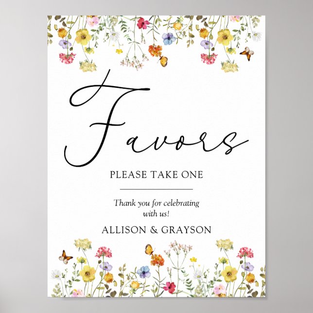 Wildflower Botanical Boho Wedding Favour Table Sig Poster (Front)