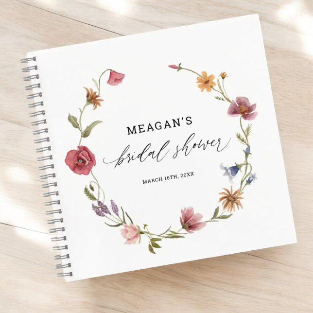 Wildflower Botanical Bridal Shower Guestbook Notebook (Creator Uploaded)
