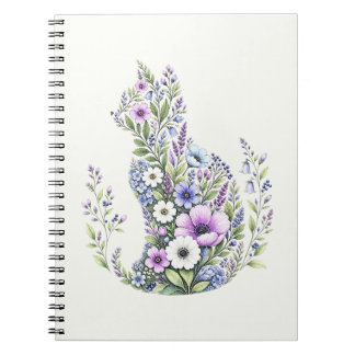 Wildflower Botanical Cat Silhouette Notebook