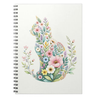 Wildflower Botanical Cat Silhouette Notebook