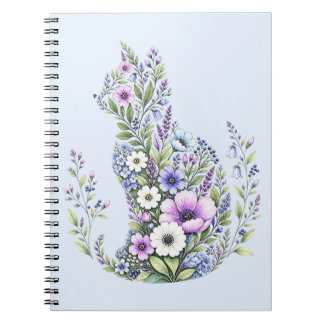 Wildflower Botanical Cat Silhouette Notebook