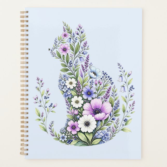 Wildflower Botanical Cat Silhouette Planner (Front)