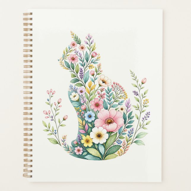 Wildflower Botanical Cat Silhouette Planner (Front)