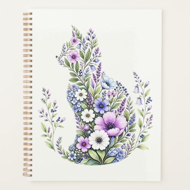 Wildflower Botanical Cat Silhouette Planner (Front)