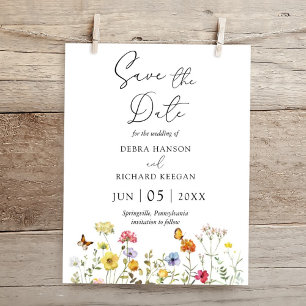 Wildflower Botanical Colourful Floral Save The Dat Date
