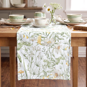 Wildflower Botanical Cottagecore Floral Garden Short Table Runner