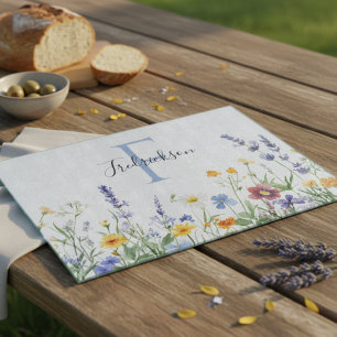Wildflower Botanical Cottagecore Floral Monogram Cutting Board