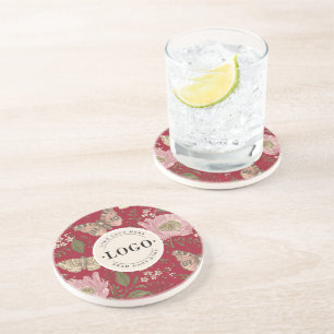 Wildflower Botanical Floral Monogram Business Logo Coaster