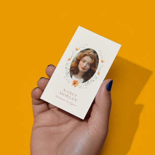 Wildflower Botanical Floral Oval Photo Business Card