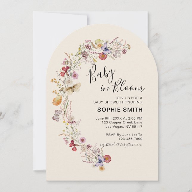 Wildflower Botanical Garden Baby In Bloom Invitation (Front)