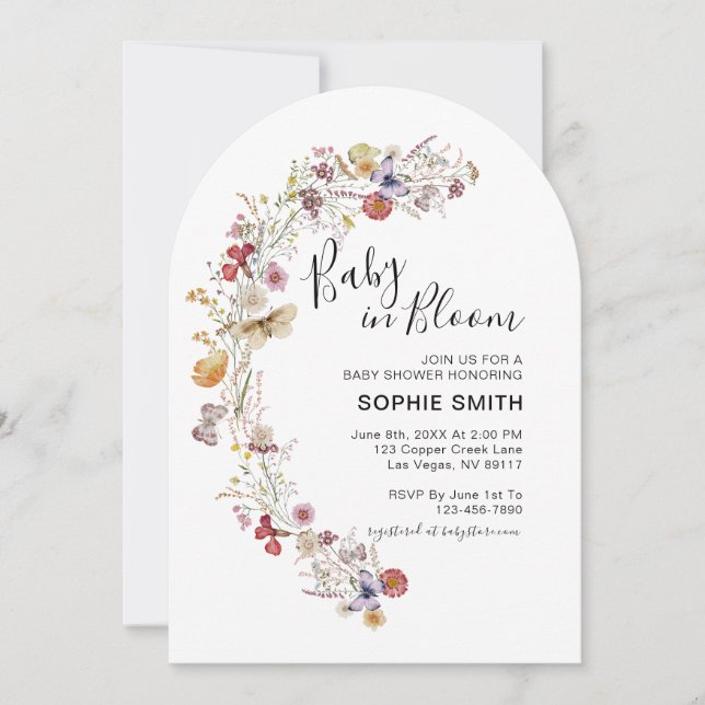 Wildflower Botanical Garden Baby In Bloom Invitation (Front)