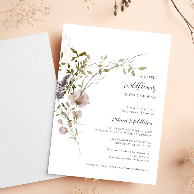 Wildflower Botanical Girl Baby Shower Invitation (Wildflower Botanical Girl Baby Shower Invitation)