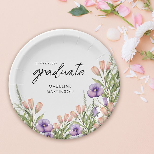 Wildflower Botanical Graduation Party Paper Plate (Creator Uploaded)