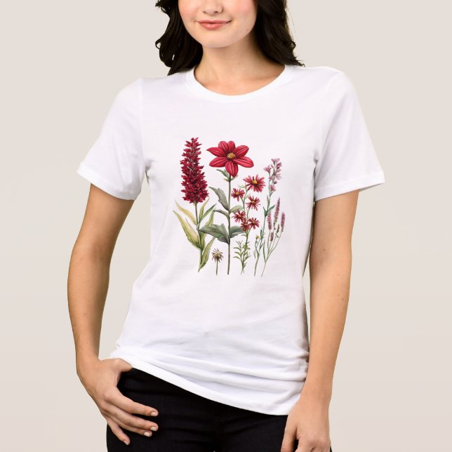 Wildflower Botanical Graphic  Tri-Blend Shirt (Front)