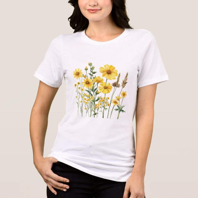 Wildflower Botanical Graphic  Tri-Blend Shirt (Front)