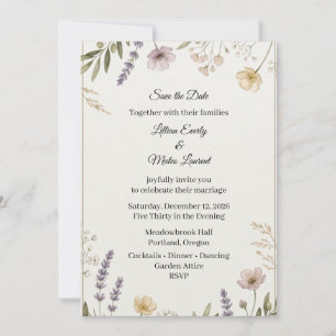 Wildflower Botanical Meadow Save the Date Invitati Invitation