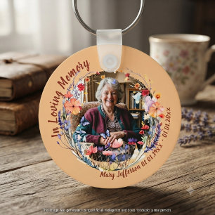 Wildflower Botanical Memorial Photo Keychain