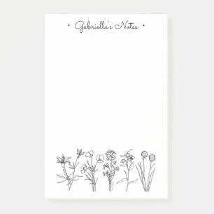 Wildflower Botanical Pretty Floral Garden Name Post-it Notes