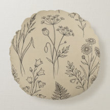 Wildflower Botanical Round Pillow