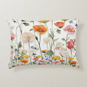 Wildflower Botanical Watercolor Print Decorative Cushion