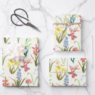 Wildflower Botanical Watercolor Wrapping Paper