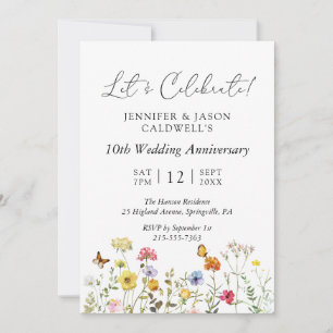 Wildflower Botanical Wedding Anniversary Party Invitation