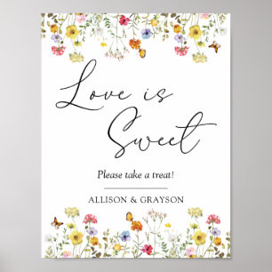 Wildflower Botanical Wedding Love is Sweet Favour Poster