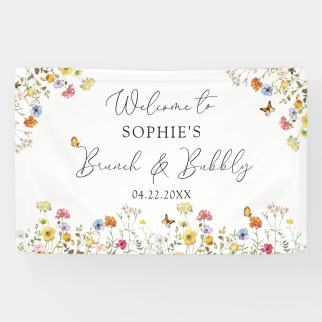 Wildflower Botanical Welcome Brunch & Bubbly Sign (Horizontal)