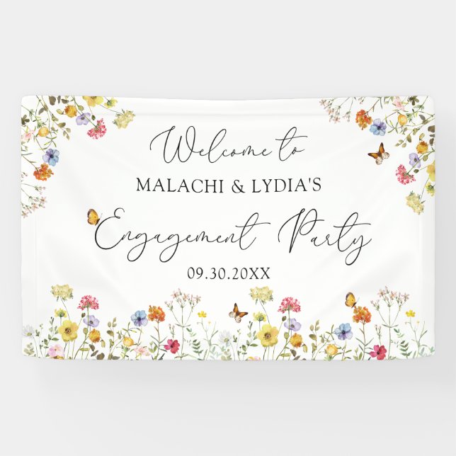 Wildflower Botanical Welcome Engagement Party Sign (Horizontal)