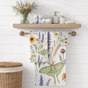 Wildflower Botanical Yellow & Purple Floral Bath Towel Set