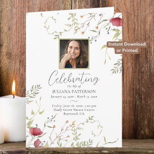 Wildflower Botanicals Digital Funeral Program Card