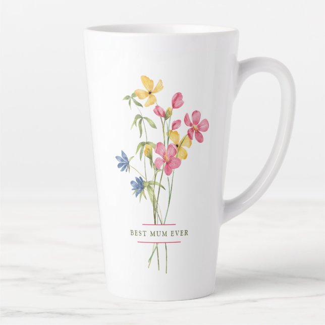 Wildflower Bouquet Best Mum Ever Latte Mug (Right)