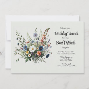 Wildflower Bouquet Birthday Brunch  Invitation