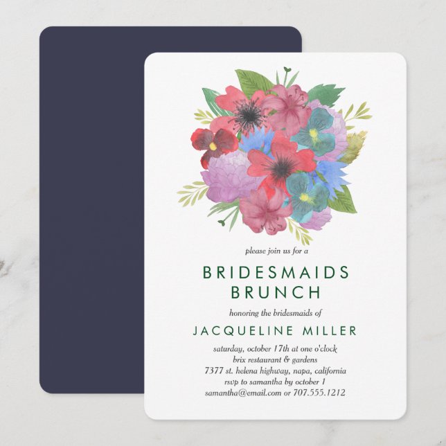 Wildflower Bouquet Bridesmaids Brunch Invitation (Front/Back)