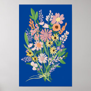 Wildflower Bouquet Colourful Gouache Painting Art Poster