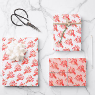 Wildflower Bouquet Floral Whimsical Red Pink Wrapping Paper Sheet