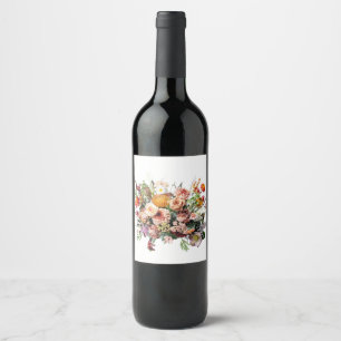 Wildflower Bouquet Floral Wine Label