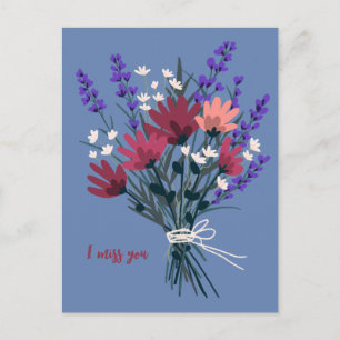 Wildflower Bouquet I MISS YOU Pretty CUSTOM Postcard