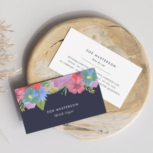 Wildflower Bouquet Midnight Blue Business Card