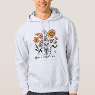 Wildflower Bouquet Minimalist Floral Art Print Hoodie