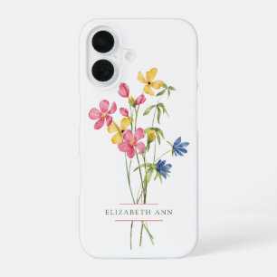 Wildflower Bouquet Personalised iPhone 16 Case