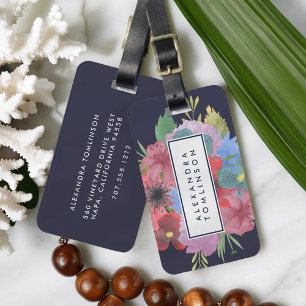 Wildflower Bouquet Personalised Luggage Tag