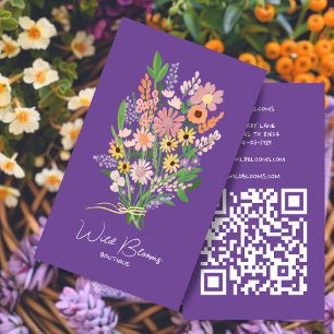 Wildflower Bouquet Rustic Handmade Floral QR Code Business Card